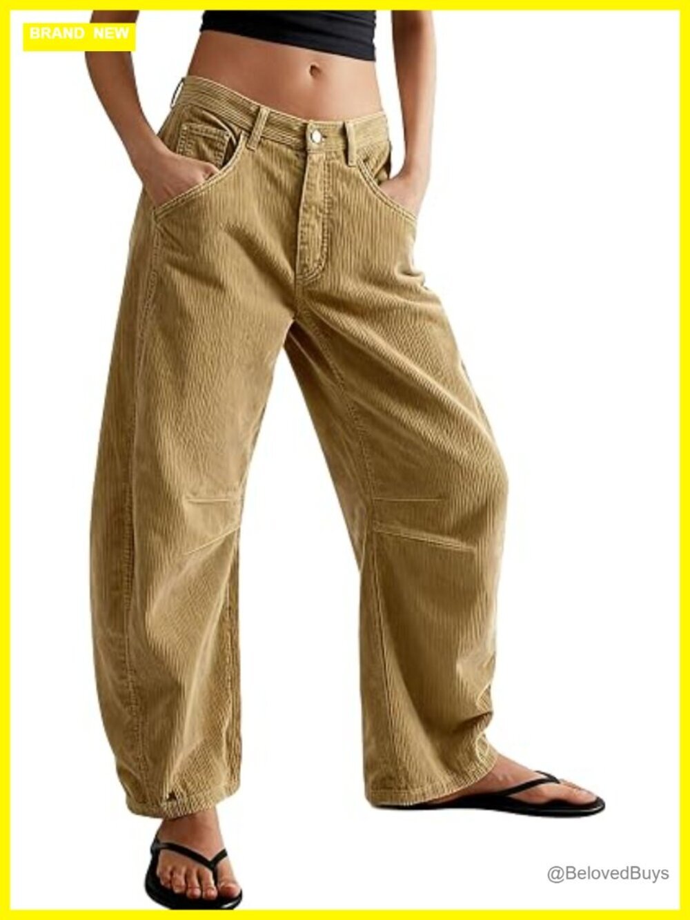Corduroy Mid Rise Barrel Jeans Wide Leg Baggy Y2k Trousers
